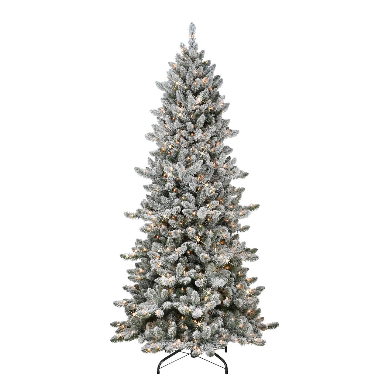 7.5ft. Pre-Lit Slim Flocked Royal Majestic Spruce Artificial Christmas Tree, Clear Lights